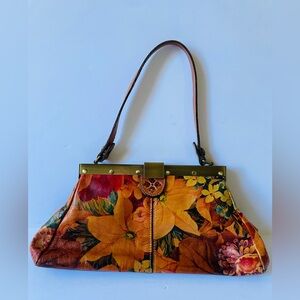 Beautiful Patricia Nash Floral Italian Leather Purse Handbag Snap Close Bag